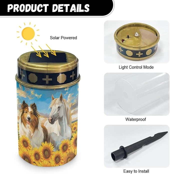 Generic Horse and Dog Print Solar Garden Light Outdoor Solar Light Solar Pathway Lights Outdoor Waterproof Solar Light for Yard Path Walkway Driveway
