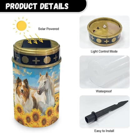Generic Horse and Dog Print Solar Garden Light Outdoor Solar Light Solar Pathway Lights Outdoor Waterproof Solar Light for Yard Path Walkway Driveway