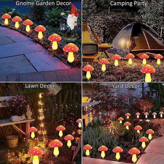 Generic Mushroom Solar Lights Outdoor, Waterproof Mushroom Landscape Lights 8 Lighting Modes Mushroom Garden Fairy | Lumora