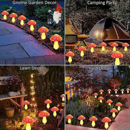 Generic Mushroom Solar Lights Outdoor, Waterproof Mushroom Landscape Lights 8 Lighting Modes Mushroom Garden Fairy Lights (Red, 8 Pack)