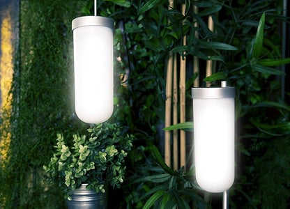 Mooni Solar Garden Lighting - Solar Probe Path Light - Set of Two (2) Lights - one Ground Lamp & one Hanging Lamp
