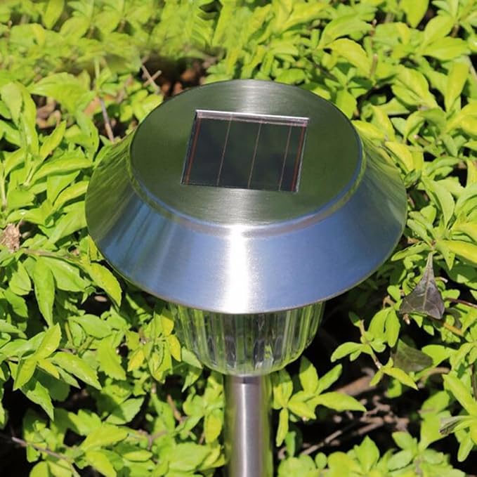 DOITOOL Solar Stainless Steel LED Ground Plug Light White Solar Garden Lawn Lamp Outdoor Landscape Path Lighting for Yard and Patio