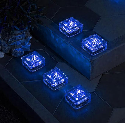 keeda Solar Brick Lights Waterproof Solar Path Ice Cube Lights Outdoor LED Decorative Ice Block Floor Tile Lights for Garden, Pathway, Patio, Walkway (Blue, Pack of 1)