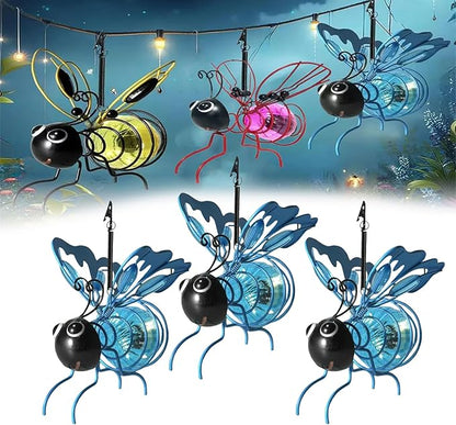 2025 New Solar Bees Lights Outdoor, Solars Bee Simulation Lights, Hanging Bee Solar Garden Light, Waterproof Bumble Bees Solar Light for Party Festivals Garden Decor Birthday Gifts (3PC-Blue)