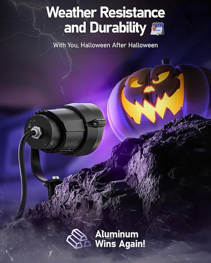 HIBOITEC Halloween Black Light Spotlight Outdoor 12W IP65 Waterproof LED Spot Lights Landscape Lighting with US Plug for Glow Party Body Paint Yard Garden Decorations 2Packs