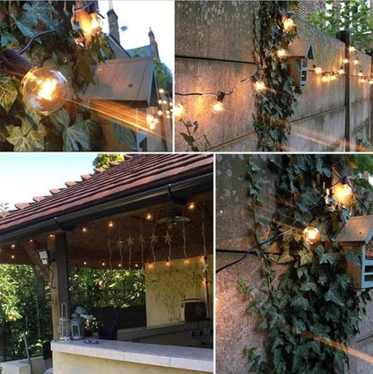 Abeja 50Ft Outdoor Patio String Lights with 53 Clear Globe G40 Bulbs,UL Certified for Patio Porch Backyard Deck Bistro Gazebos Pergolas Balcony Wedding Gathering Parties Markets Decor, Brown Wire