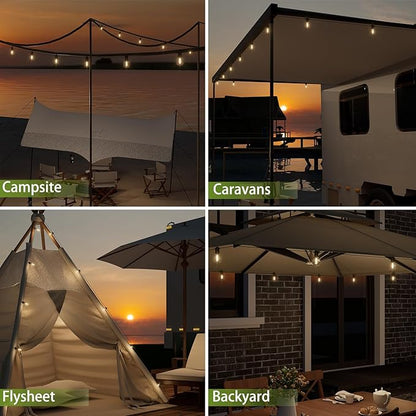 Outdoor String Lights 50ft,Led Patio Globe Lights with 27pcs Plastic Bulbs,Waterproof,Shatterproof,G40 Outdoor String Lights,34 Connectable Hanging for Backyard, Bistro, Porch, Deck, Balcony,Tent
