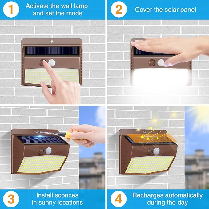 Peasur 16 Packs Solar Outdoor Lights Motion Sensor Solar Security Light Waterproof with 3 Lighting Modes Solar | Lumora