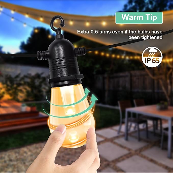 96FT Outdoor String Lights, DIY Infinite Colors, Music Sync Dimmable, WiFi Alexa/Google Assistant Compatible | Lumora