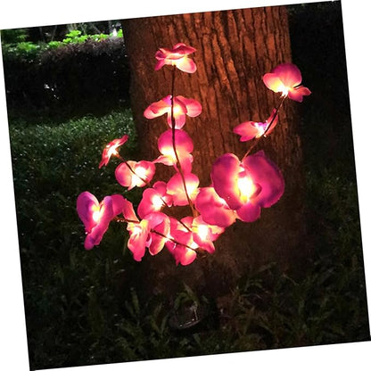 2pcs Orchid Shape Solar Ground Plug Lights Outdoor Garden Solar Lights for Pathway and Landscape Waterproof Decorative Colorful Shades