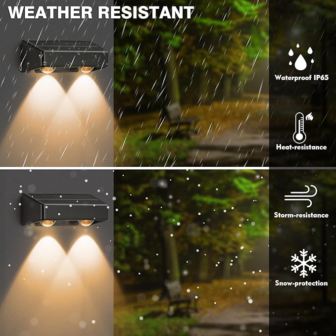 Solar Fence Lights 9-Color&11 Modes Solar Wall Lights Outdoor Waterproof RGB Solar Light Outdoor for Backyard,Step Railing,Pathway,Patio,Garden,Fence,Wall 8Pack