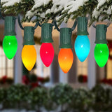 25Ft Easter Christmas Lights Outdoor, C7 Vintage Christmas Lights 25 Ceramic Multicolor Bulbs Light, Outdoor Xmas | Lumora