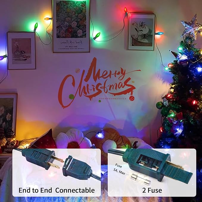 C9 Christmas Lights Outdoor, 25FT Waterproof Multicolor LED String Lights for Roofline Xmas Tree Patio Holiday | Lumora