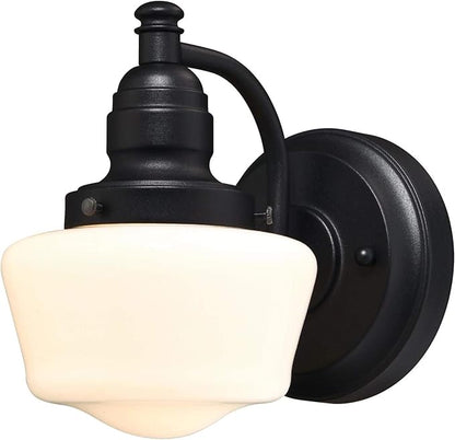 Westinghouse Lighting 6314300 Eddystone One-Light Outdoor Wall Fixture, Textured Black Finish with White Opal Glass
