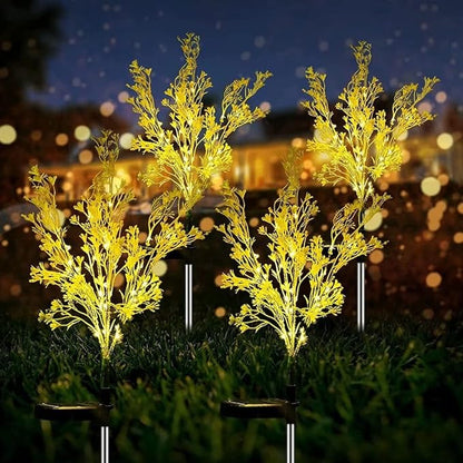 Solar Lights Outdoor Garden Decorative, 2 Pack Solar Powered Phalaenopsis Rape Flowers Lights Design, Upgraded Garden Solar Lights Waterproof IP65, Solar Garden Decor