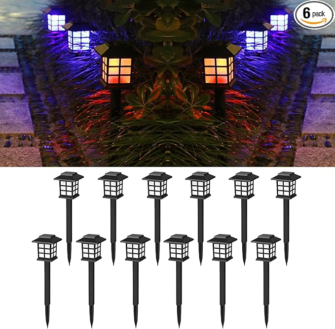 Solar Pathway Lights Outdoor, Warm White, IP65 Waterproof & Weather Resistant, Garden Lights for Yard, Patio, Walkway, Landscape (RGB-12Pack)