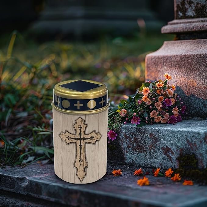 Solar Cross for Cemetery Grave Waterproof Grave Decorations for Cemetery Auto On/Off LED - Garden Figurine Light | Lumora