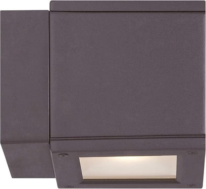 WAC Lighting WS-W2505-AL Rubix LED Outdoor Wall Light Fixture, Double Light, 3000K, Brushed Aluminum