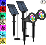 T-SUNUS RGB Solar Landscape Spotlights Christmas, Color Changing Spot Lights Waterproof IP65 Garden Pond, 180° | Lumora