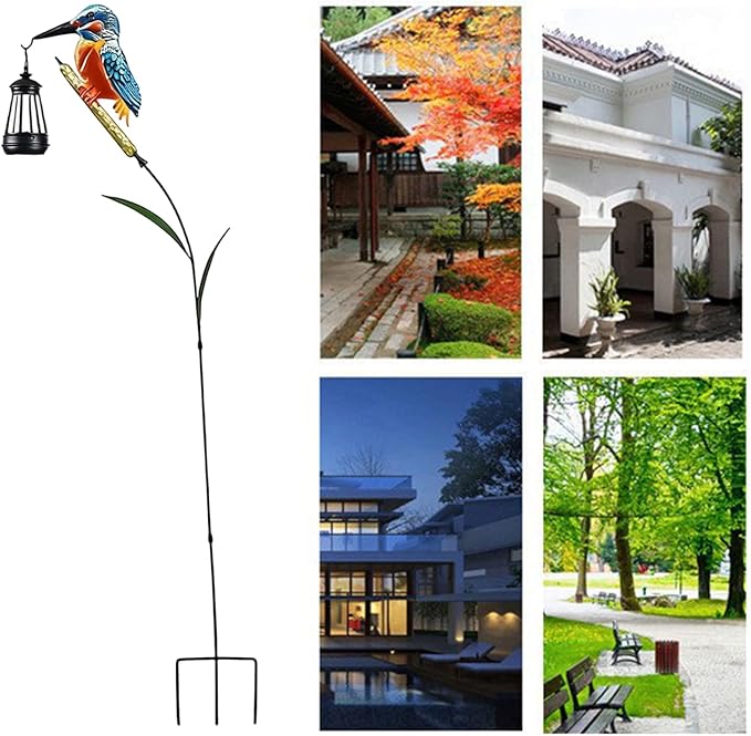 Solar Statues Outdoor Waterproof - Kingfisher Solar Light Figurine,Waterproof Walkway Lantern | for Garden Yard Patio Backyard Porch Lawn Walkway Courtyard Outdoor Landscaping