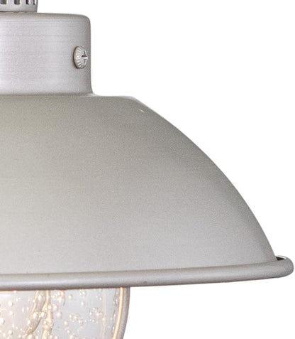 VAXCEL Harwich 8 in. H 1-Light Brushed Nickel Coastal Outdoor Wall Sconce Made of Durable Steel, Clear Seeded Glass Shade, LED Compatible, Use for Exterior Porch Patio Front Door or Garage