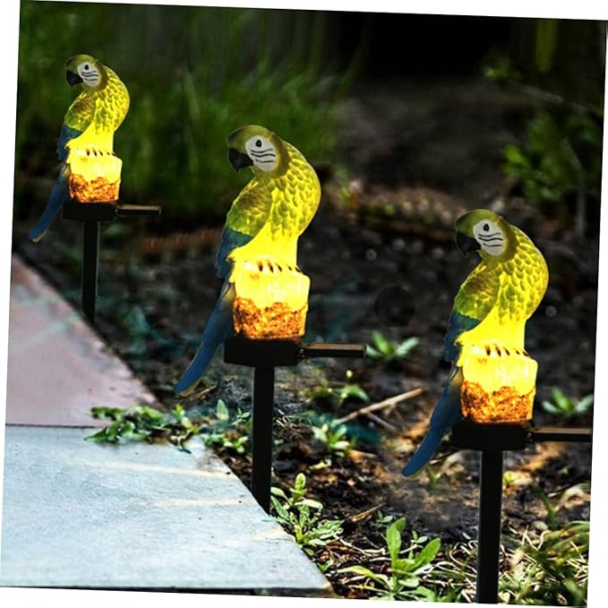 2Pcs Parrot Garden Solar Light Lawn Stake Lamp Led Outdoor Decorative Light for Garden and Landscape Solar Powered Parrot Stake Lamp for Outdoor Decor