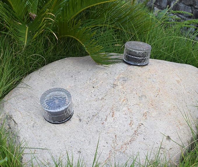 Solar Brick Light Glass Brick Light Round Ice Cube Solar Lights LED In-ground Buried Brick Landscape Path Light for Garden Courtyard Pathway Patio Pool Pond Outdoor Decoration,2 Pack Warm White