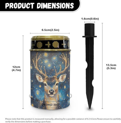 Deer Starry Night Cemetery Solar Lights for Grave,Solar Powered Garden Stake Lights, Decorative Lights for Cemetery Grave Yard Patio Outdoor Decoration Memorial