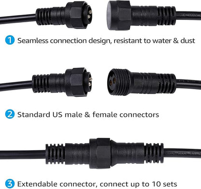 TORCHSTAR 50FT Outdoor String Lights Commercial Great Weatherproof with 15xE26 Sockets & 16 Vintage Edison LED Bulbs, UL Listed Heavy-Duty Decorative Strand for Cafe Patio Garden Porch Backyard Party