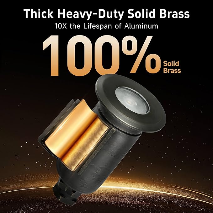 Gardenreet Brass Well Light Low Voltage, IP65 Drive-Over Flush In Ground Landscape Lights for Concrete Driveway and | Lumora