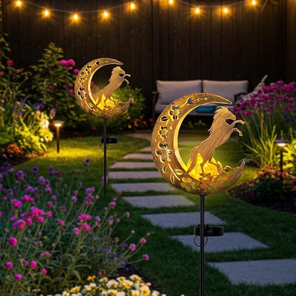 Horse Solar Lights Moon Garden Decor, Horse Gift for Women, Garden-Cracked Glass Ball Solar Lights, Unique Gift Ideas for Gardening Mom Grandma, Outdoor Decorations Patio Yard Lawn Backyard Decor