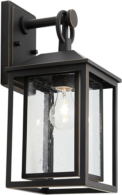 John Timberland Califa Mission Modern Outdoor Wall Light Fixture Brown Bronze Metal 15 1/4" Textured Clear Glass for Exterior House Porch Patio Outside Deck Garage Yard Front Door Garden Home