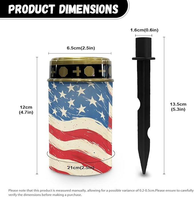 Solar Powered Garden Stake Lights American Flag Print Solar Lights Cemetery Decorations for Grave