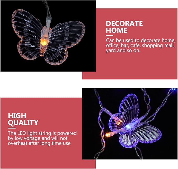 USB Charging Adorable Butterfly String Light with Modes Decorative Wedding and Party Lamp for Home Office Cafe Energy Saving and Easy Installation