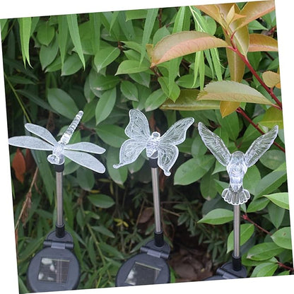 ARTIBETTER 2pcs Solar Stick Lamps Dragonfly Hummingbird LED Lawn Lights Solar Garden Decor Pathway Outdoor Landscape Lighting Energy Saving