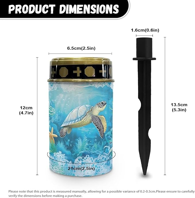 ZOUTAIRONG Blue Sea Turtle Solar Light for Cemetery Grave Outdoor Waterproof Powered Solar Pathway Lights 2 Pack Outdoor Cemetery Lights for Grave