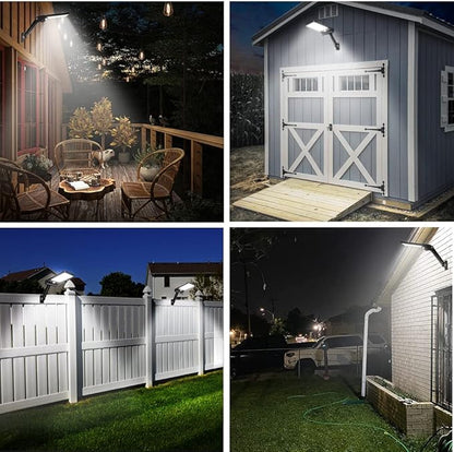 Aqonsie 56LED Solar Flood Light, Outside Security Motion Sensor Lights with Remote, 3 Lighting Modes with Remote for Backyard Gutter Garage Shed 2 Pack