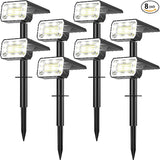 Solar Spot Lights Outdoor Waterproof IP65, [8 Pack/100 LED/4 Modes] 2-in-1 Solar Landscape Spotlights, Auto On/Off | Lumora