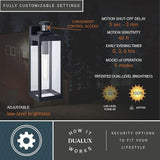VAXCEL Kinzie Outdoor Porch Light, 6" W x 17.5" H Black Outdoor Lantern, Motion Sensor Wall Light for Porch, Patio | Lumora