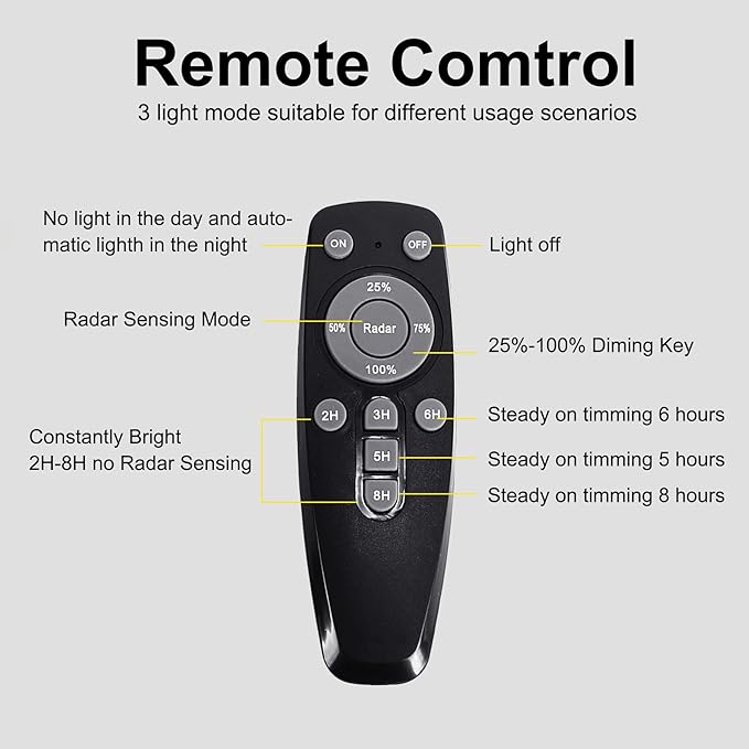Solar Street Lights Outdoor 800W with Motion Sensor & Remote, IP67 Waterproof Wall Light, 6Hrs Bright LED for Garden/Yard/Street, Wireless Radar Sensing & Auto On/Off