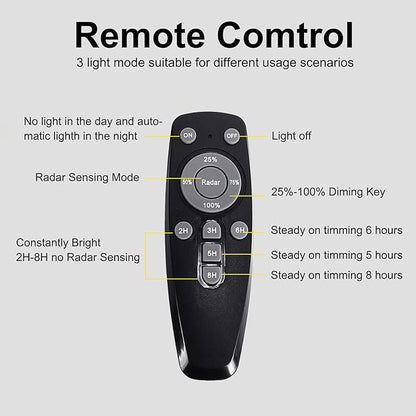 Solar Street Lights Outdoor 800W with Motion Sensor & Remote, IP67 Waterproof Wall Light, 6Hrs Bright LED for Garden/Yard/Street, Wireless Radar Sensing & Auto On/Off