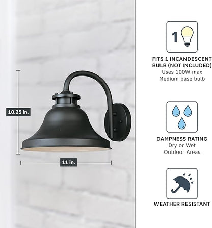 DESIGNERS FOUNTAIN Bayport Outdoor Light Fixture, 10.25 Inch Exterior Wall Lantern Sconce for Front Door, Patio and Porch, Bronze, 31331-BZ