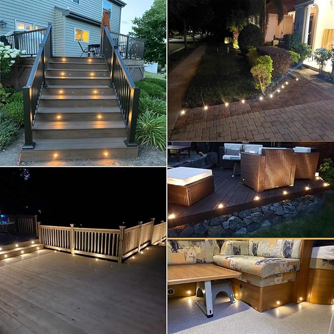 FVTLED LED Deck Lights Set, 30pcs Φ1.22 Low Voltage Waterproof Recessed Deck Lamp Warm White LED In-ground Lighting | Lumora