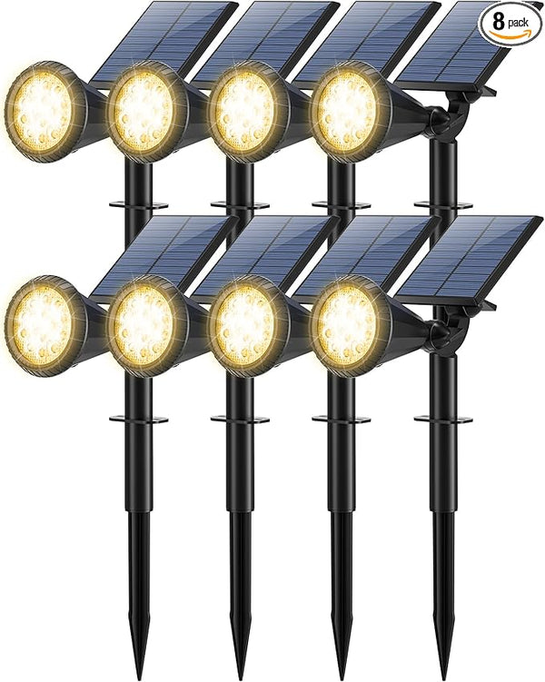 8 Pack Solar Spot Lights Outdoor Waterproof 180 Adjustable Solar Powered Landscape Lights for Yard, Garden | Lumora
