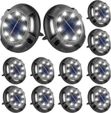 Fohil 12 Pack Solar Ground Lights Outdoor,12 LEDs Solar Disk Lights Waterproof In-ground Lights for Pathway Lawn | Lumora