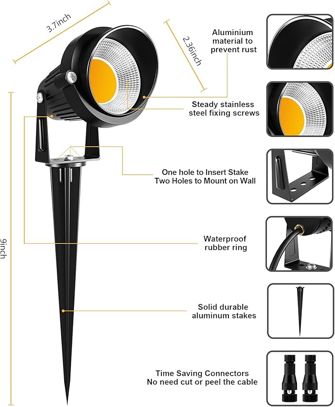 ZUCKEO 10W Low Voltage Landscape Lights LED Landscape Lighting with Connectors, 12V Outdoor Spotlights Yard Garden | Lumora