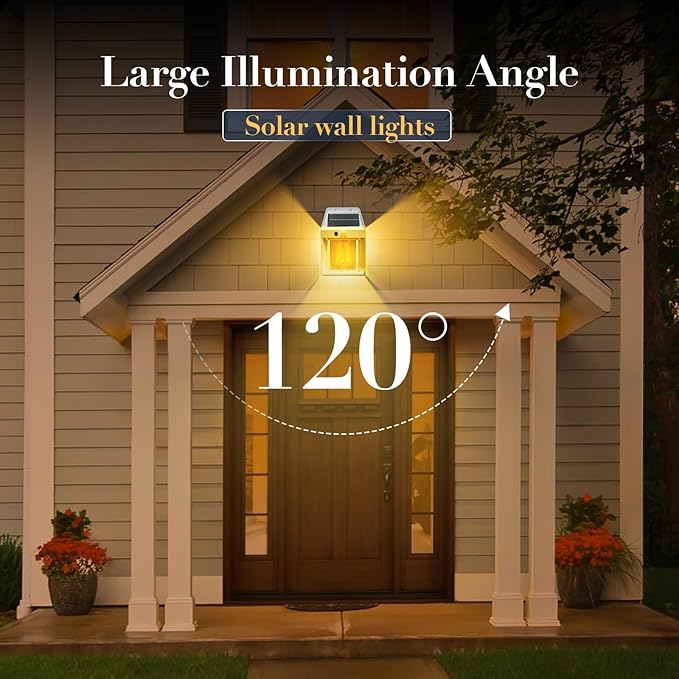 Outdoor Solar Powered Wall Sconce Lights Dawn to Dusk 8.2" H White Motion Sensor 3 Lighting Modes for Porch Garage House Patio Shed Barn Door Yard Outside Decorative Waterproof -2 Pack