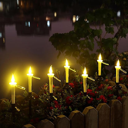 ViaGasaFamido 4pcs Solar Pathway Lights Outdoor Landscape Lights Tapered Candles Flickering Warm Yellow Light for Garden Yard with Bracket