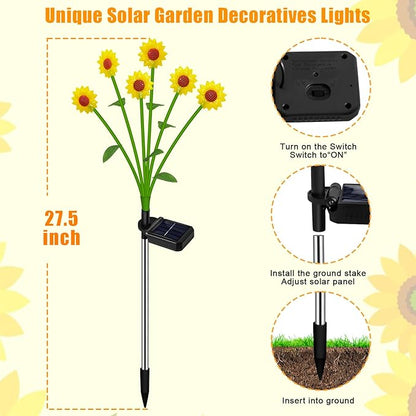 Solar Powered Sunflower Lights - Solar Flowers Lights Waterproof Outdoor for Yard, Pathway,Landscape, Ideal Gifts for Women, Mom,Home Festival Decoration