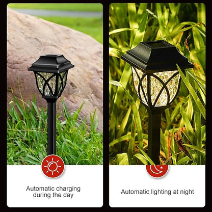 Vintage Solar Pathway Lights, LED Solar Lamp Post Light Waterproof, Decorative Ground Stake Lighting for Patio, Garden, Lawn, Backyard, Pathway, Driveway